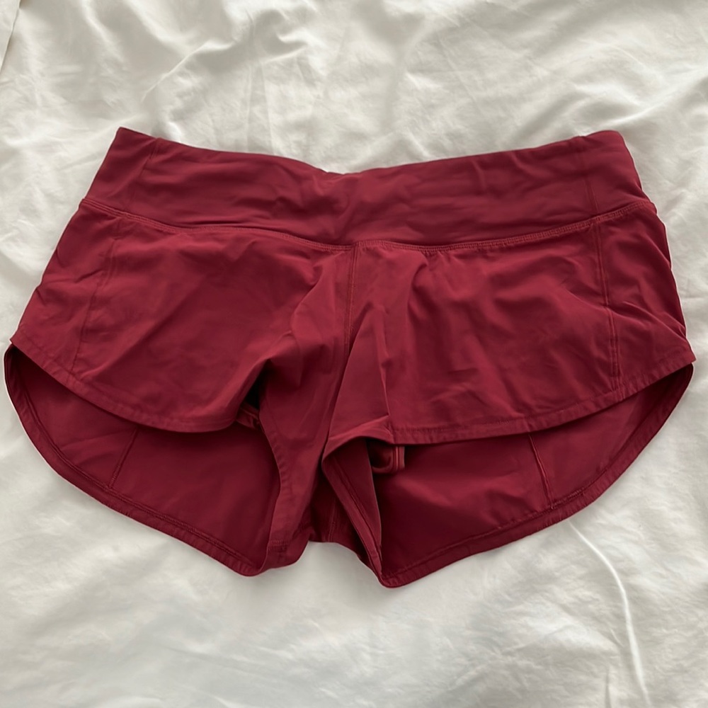 Lululemon track shorts in burgundy size 6